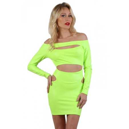 Site Loveshop 75 & sexshop 75 Paris Robe ajourée Wetlook fluo