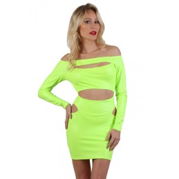 Site Loveshop 75 & sexshop 75 Paris Robe ajourée Wetlook fluo