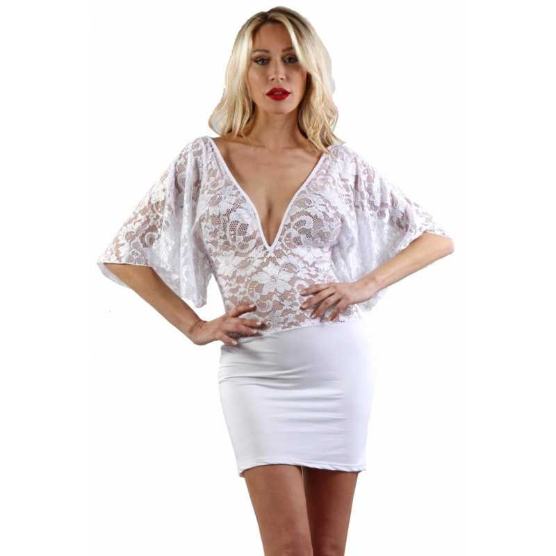 Site Loveshop 75 & sexshop 75 Paris Robe blanche haut dentelle