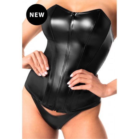 Corset wetlook noir zip F355