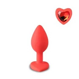 Plug anal en silicone de couleur rouge de petite taille avec diamant en forme de coeur taille smalll