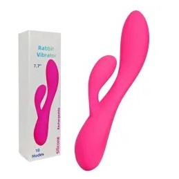 Vibromasseur lapin en silicone magenta rechargeable à 10 modes Chargement USB magnétique