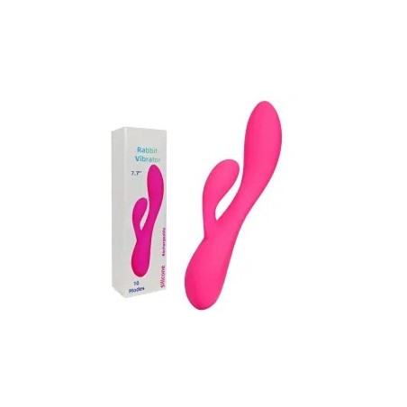 Vibromasseur lapin en silicone magenta rechargeable à 10 modes Chargement USB magnétique