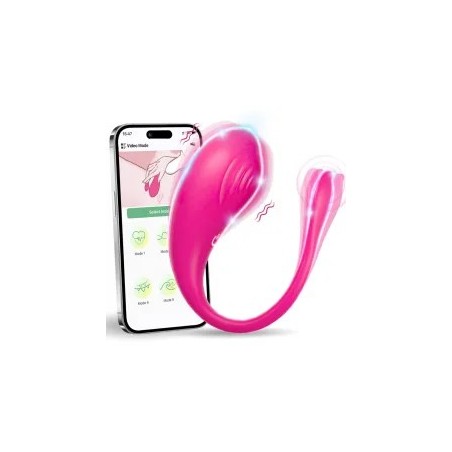 Vibromasseurs en silicone rechargeables à 9 vitesses contrôlés par application Magenta pour femmes et couples