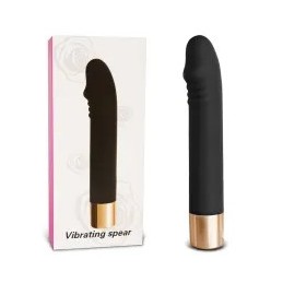 Vibromasseur rechargeable en silicone médical noir et doré à 7 vitesses