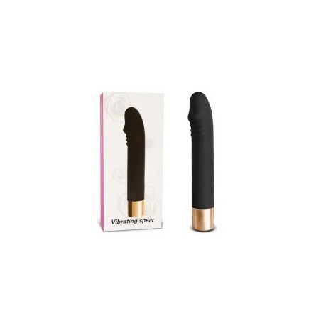 Vibromasseur rechargeable en silicone médical noir et doré à 7 vitesses