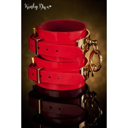 Menottes chevilles Glossy noir anneau détachable doré