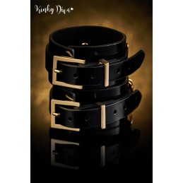 Menottes chevilles Glossy noir anneau détachable doré