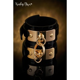 Menottes chevilles Glossy noir anneau détachable doré