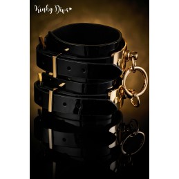 Menottes chevilles Glossy noir anneau détachable doré