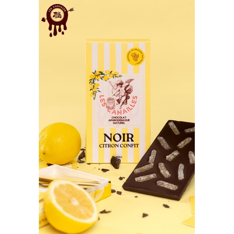 Tablette chocolat aphrodisiaque • Noir Citron confit • 100g