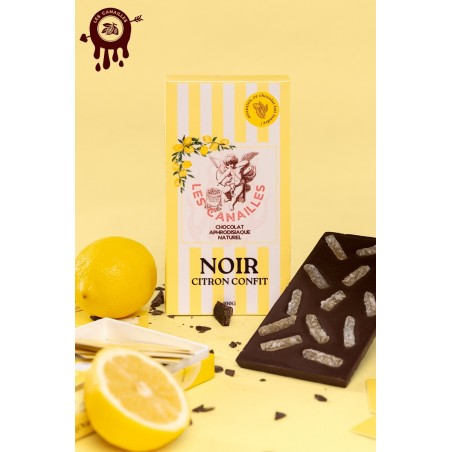 Tablette chocolat aphrodisiaque • Noir Citron confit • 100g