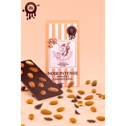 Tablette chocolat aphrodisiaque • Noir, Amandes caramélisées • 100g