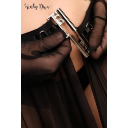 Jupe longue maille noire taille élastique anneaux dorées